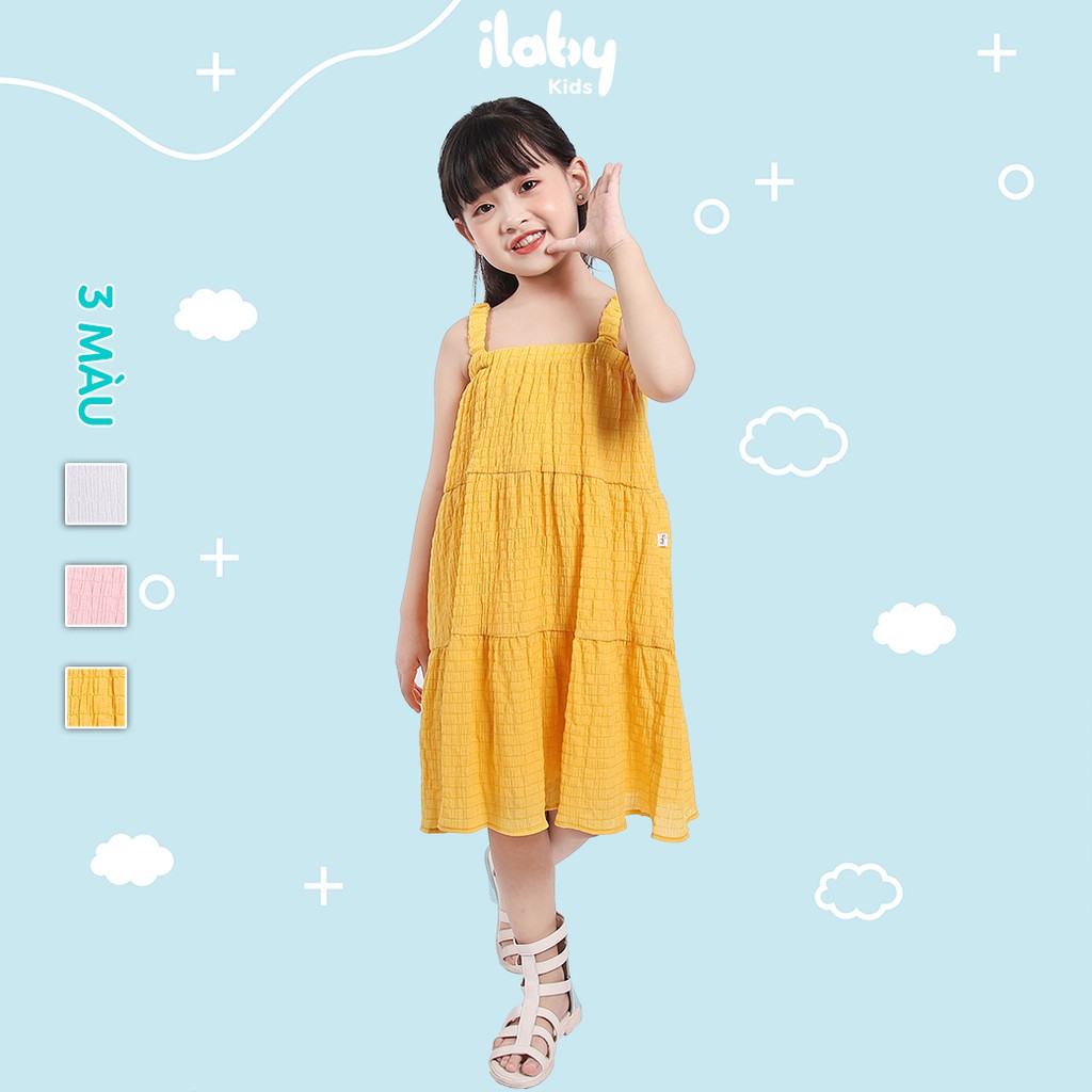 Váy cho bé gái ILABY 2 dây chun chất thô xốp cao cấp mềm mịn cho mùa hè mát mẻ [V03801]