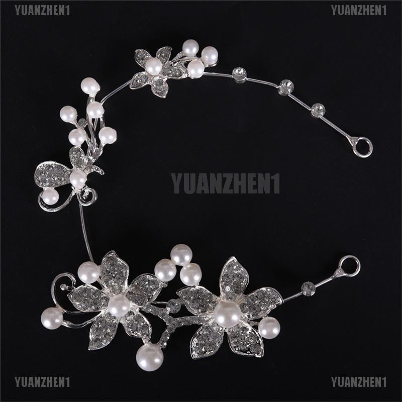 [YUANZHEN1] Cài Tóc Đính Pha Lê Và Ngọc Trai Giả Màu Bạc Dành Cho Tiệc Cưới