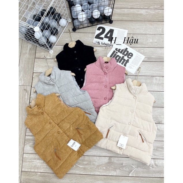 Áo Gile phao nhung cúc bấm