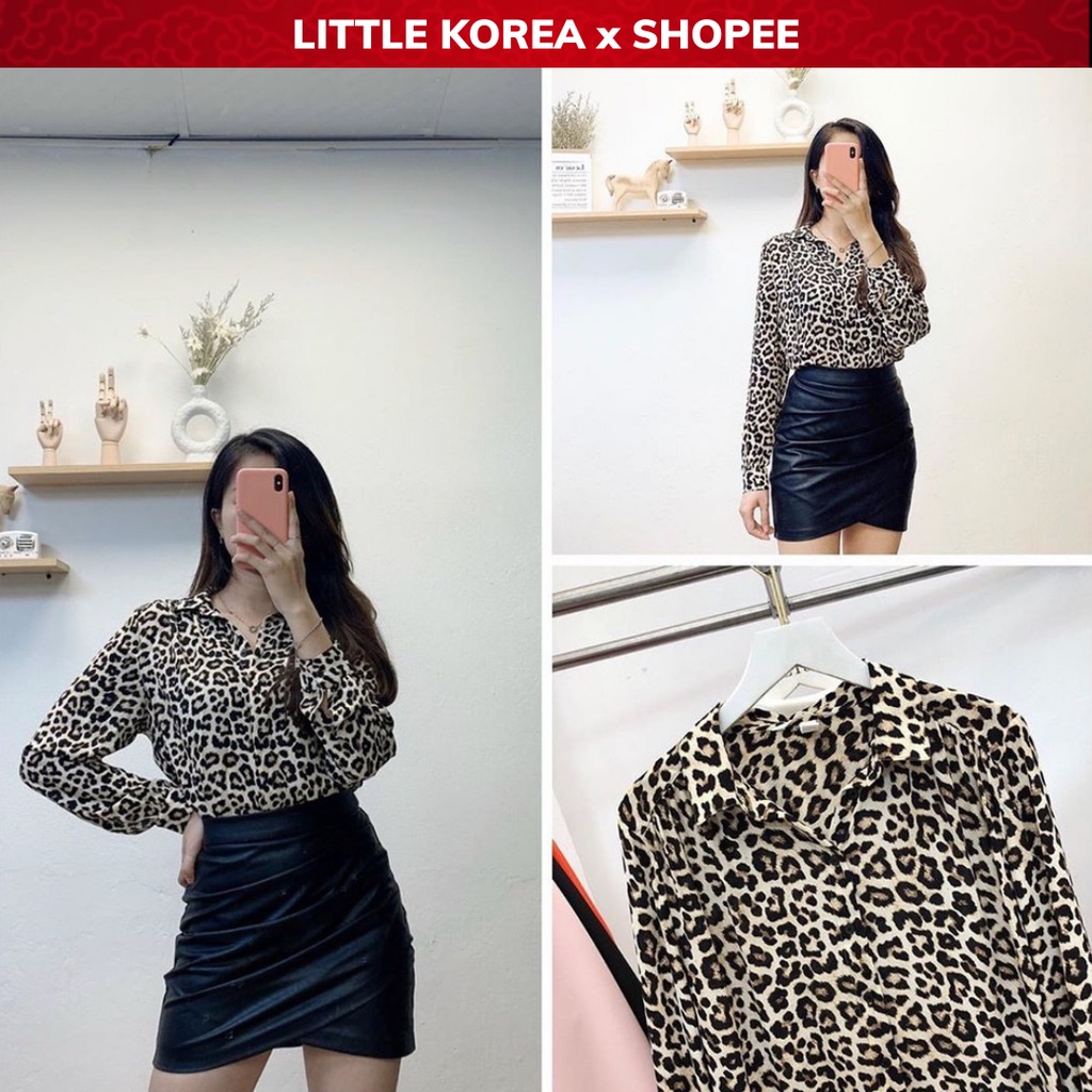 Áo Sơ Mi Nữ Dài Tay Dáng Suông Da Báo Thời Trang H.M (4525) - LITTLE KOREA