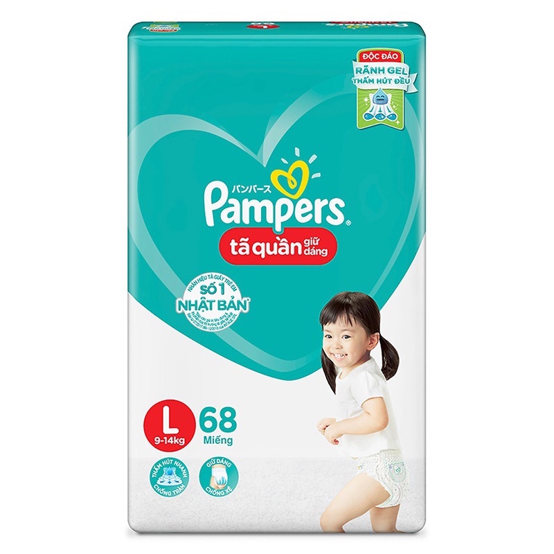 Tã quần Pampers giữ dáng size L, 68 miếng (9-14kg)