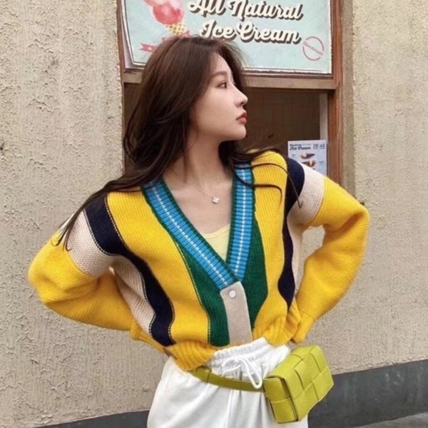 Mới Áo Khoác Cardigan Dệt Kim Dáng Rộng Kiểu Hàn Quốc Dễ Phối Đồ