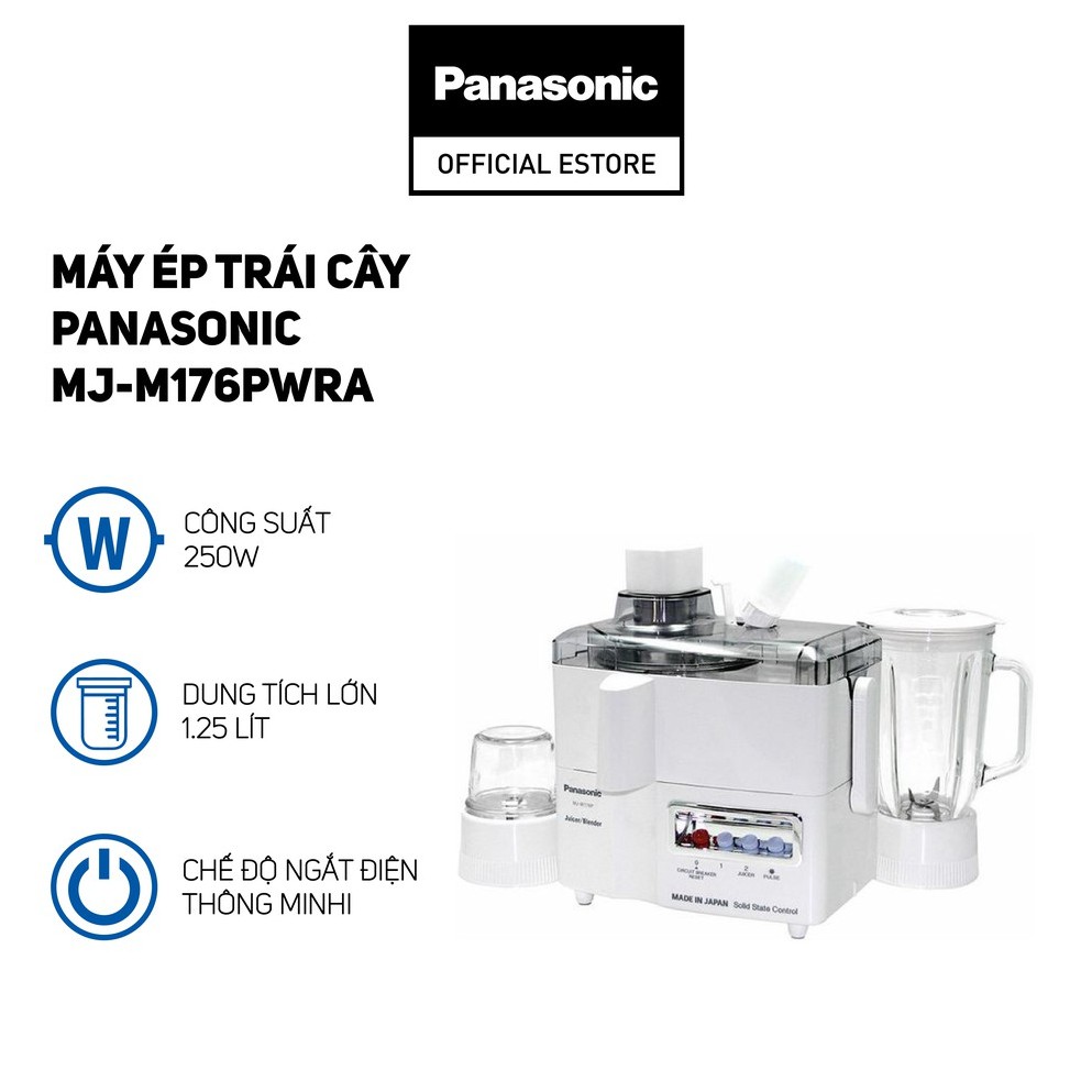 [Mã ELMALL10 giảm 10% đơn 500K] Máy Xay Ép Đa Năng Panasonic PAXD-MJ-M176PWRA - 1L (Trắng) - Hàng chính hãng