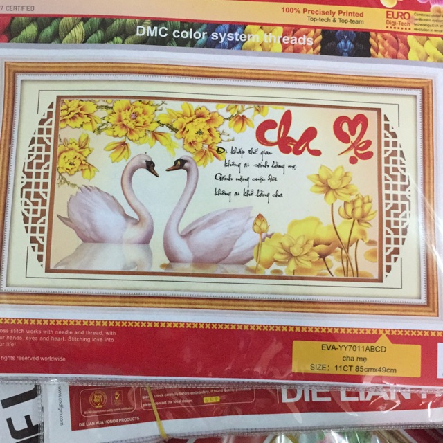Tranh chưa thêu thư pháp cha mẹ EVA-YY7011ABCD