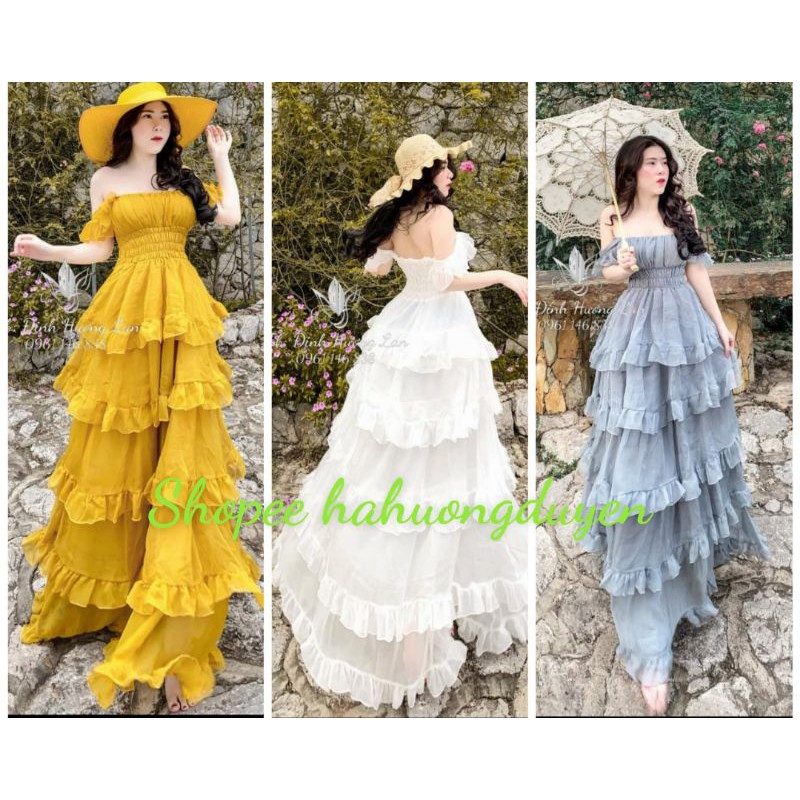 ( ảnh thật) Sẵn 1 ngày Váy maxi boho cánh tiên xòe tầng quảng châu | BigBuy360 - bigbuy360.vn