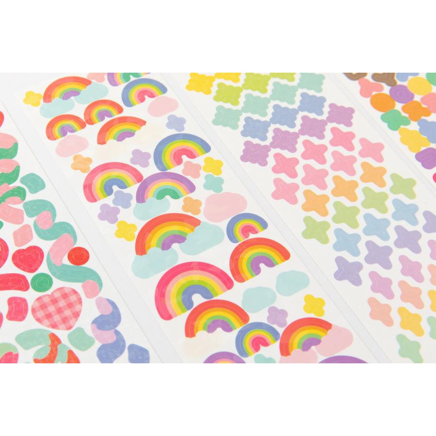 Set 9 Tấm Sticker ARTBOX Hàn Quốc Hologram Lấp Lánh Dễ Thương Phong Bì Màu Hồng