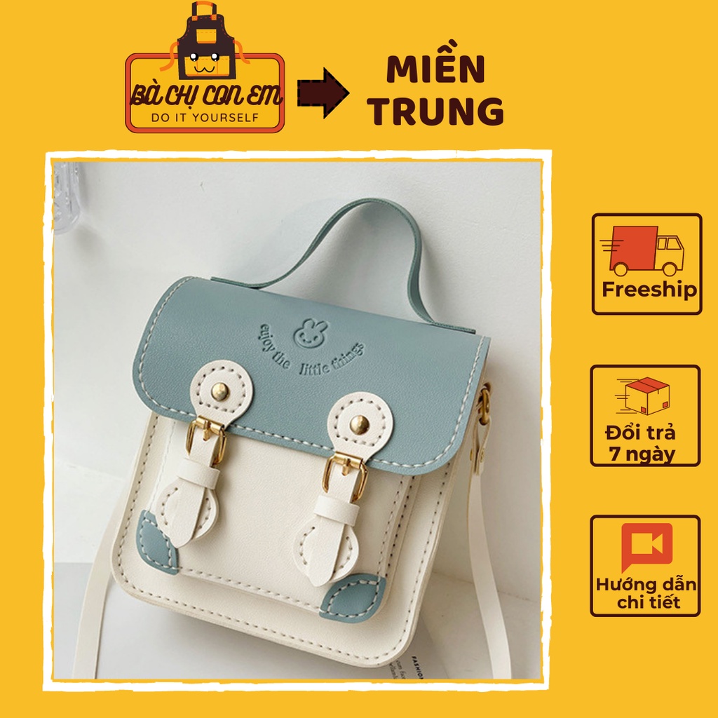 Túi Da Pu tự đan, túi handmade tự đan DIY, đầy đủ nguyên liệu BÀ CHỊ CON EM