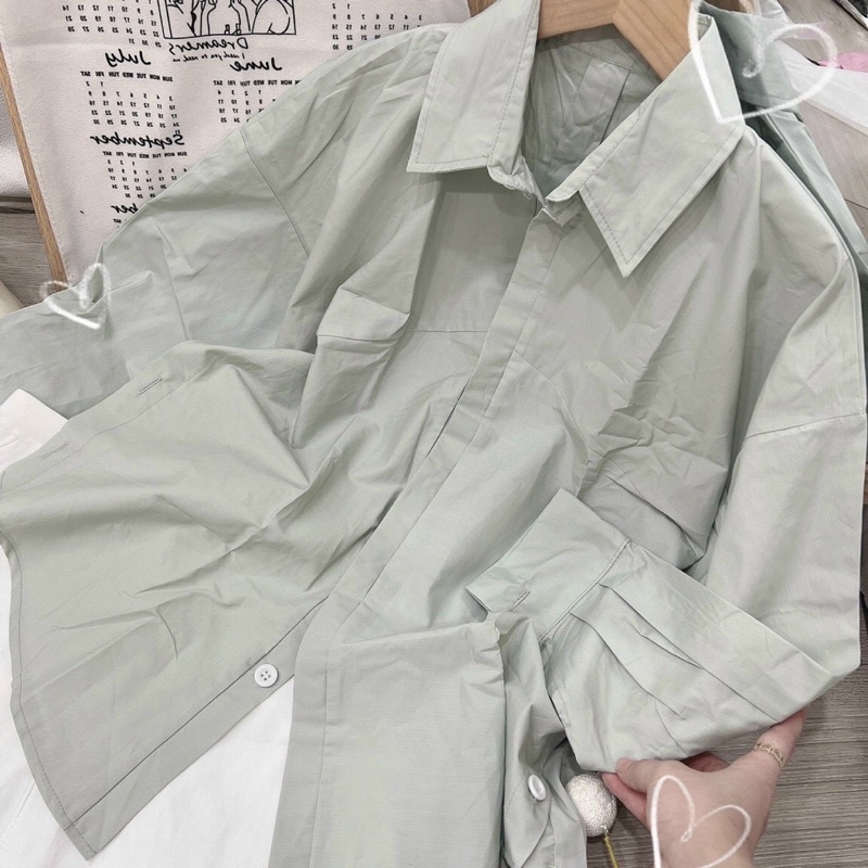 Set áo sm xanh + chân váy trắng