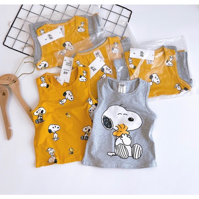 Set 2 áo SNOOPY vàng ghi cho bé
