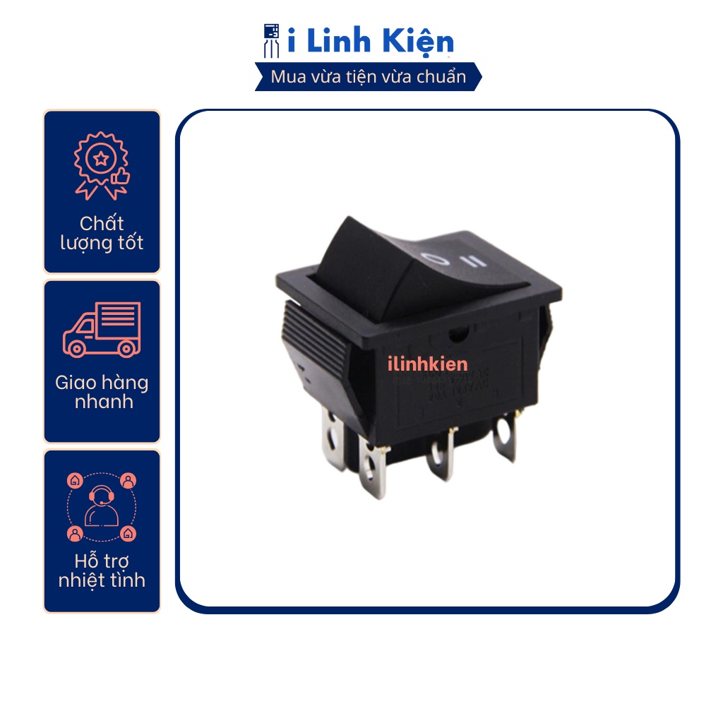 Công tắc bập bênh XL601-106 6A 250V 3 chế độ 6 chân màu đen