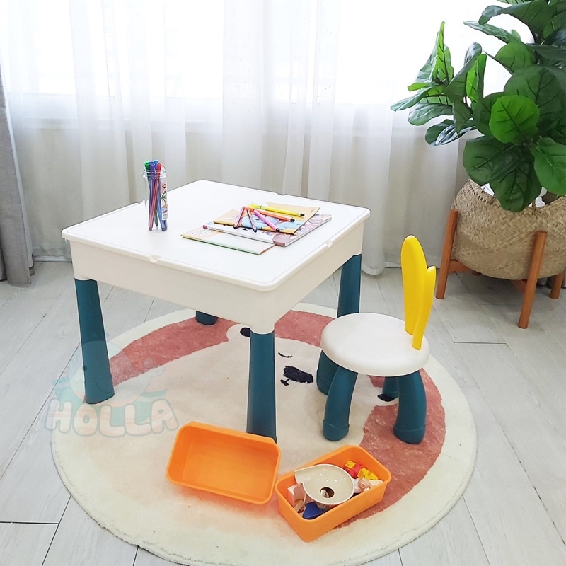 Combo:Bàn + ghế + 30 miếng lego cho bé yêu chính hãng HOLLA
