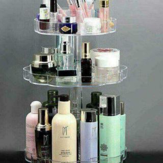 🌴 (Hàng có sẵn) KỆ MỸ PHẨM XOAY 360 ĐỘ. Được ví như một chiếc tủ đựng mỹ phẩm mini với 3 phần ..KỆ MỸ PHẨM XOAY 360 ĐỘ.
