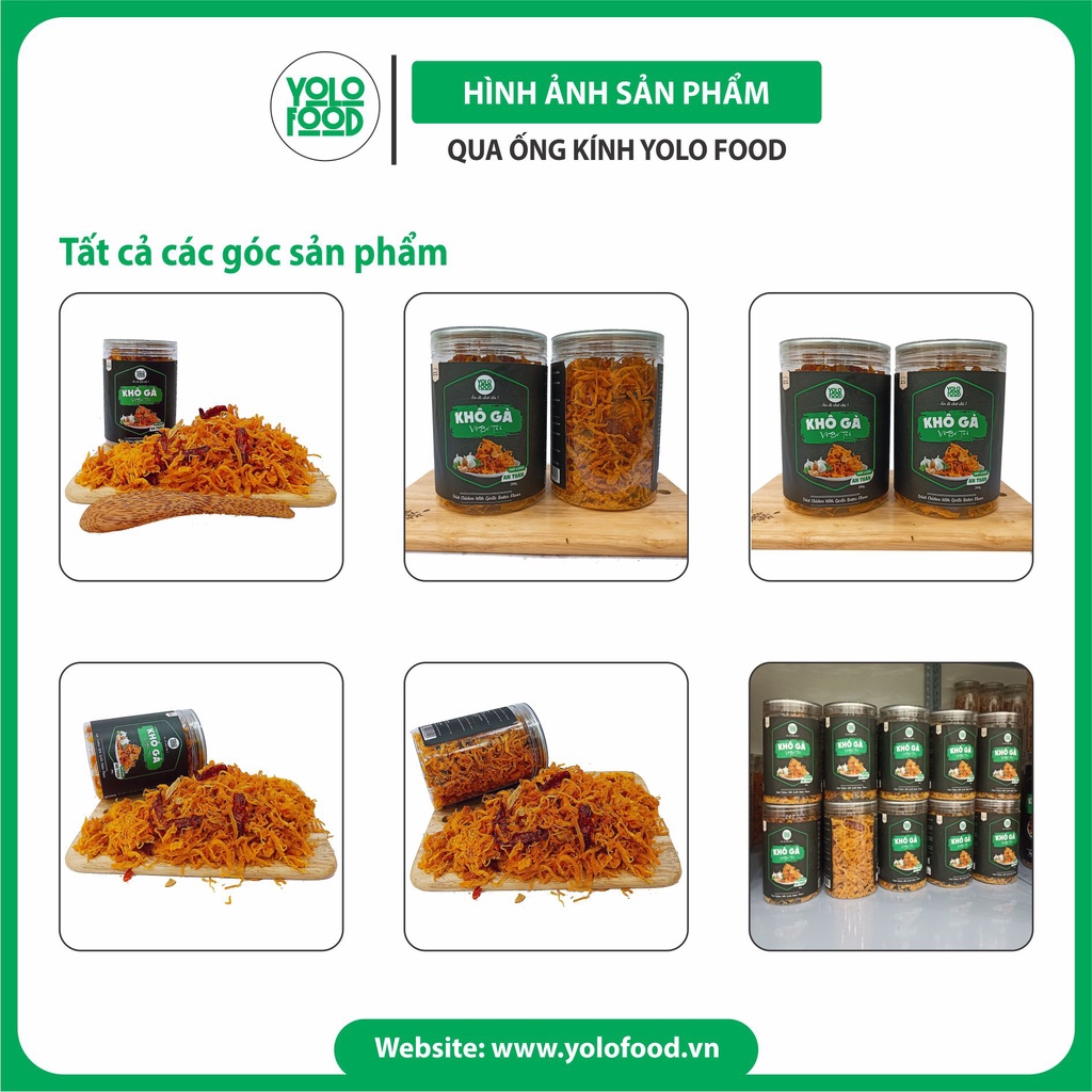 Khô gà bơ tỏi YOLO FOOD đồ ăn vặt, ngon, chất lượng, khô gà bơ tỏi xé cay loại 1 vị truyền thống đóng hộp ATVSTP