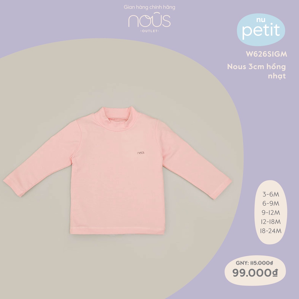 Áo thun dài tay cổ lọ Nous màu hồng cho bé gái - chất liệu Nu Petit kháng khuẩn mềm nhẹ (Size Từ 3-24M)