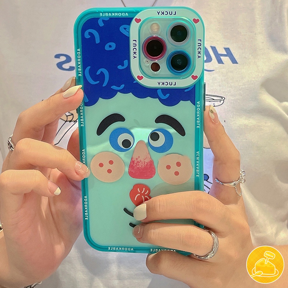 Fluorescent Angel Eyes Colored Button Text Couple Emoji Phone Case for IPhone 12 11 Pro Max X Xs Max XR 8 7 Plus SE All-inclusive Frosted Soft TPU Back Cover