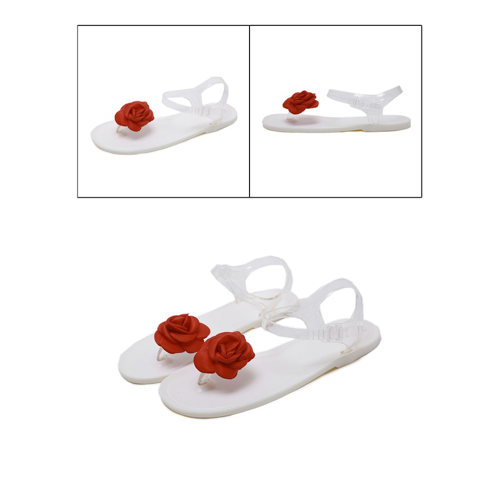 Xăng đan xỏ ngón đính hoa hồng phong cách bohemian cỡ 35-40