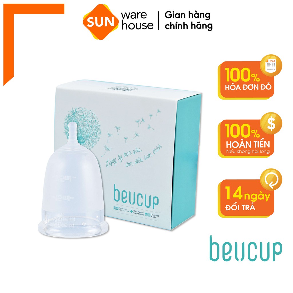 Cốc Nguyệt San BeUcup Silicone Y Tế Wacker Đức Siêu Mềm, Đạt Chuẩn FDA Hoa Kỳ, Nhập Khẩu Chính Hãng