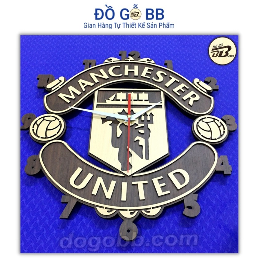 [ Hàng Hot ] Đồng Hồ Bóng Đá Logo Clb MU Manchester United Treo Tường Gỗ Bền Rẻ Đẹp - Đồ Gỗ BB