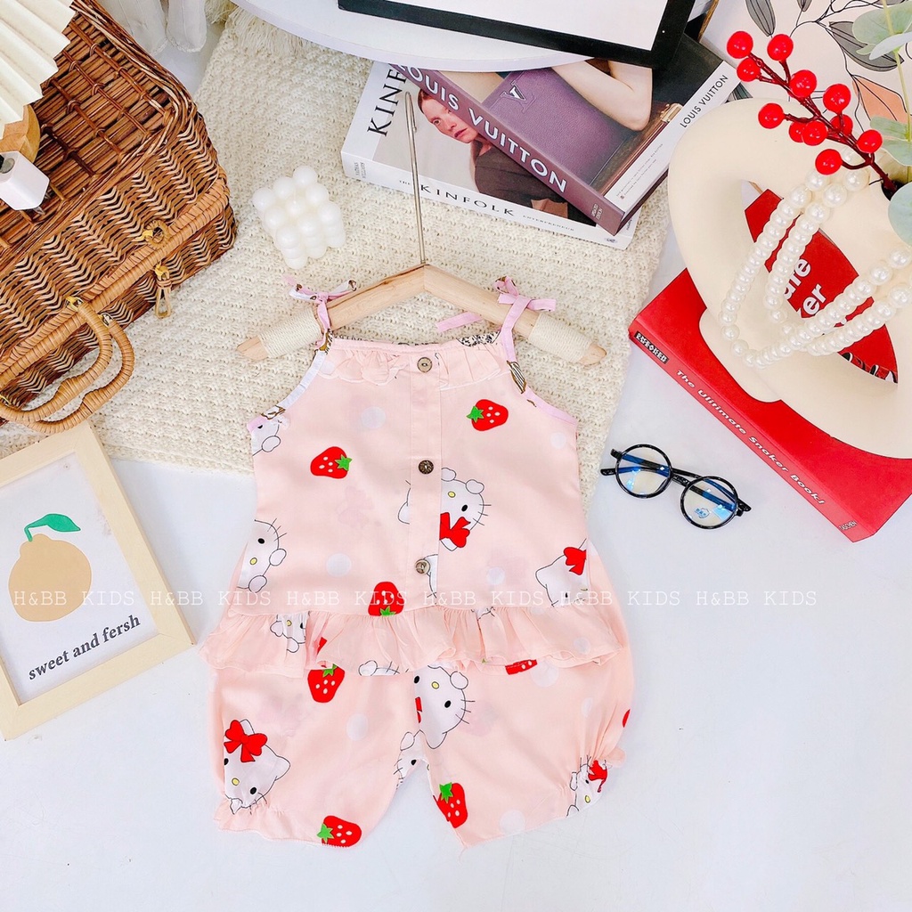 (14 - 17kg) Bộ 2 dây cho bé gái vải lanh mềm.