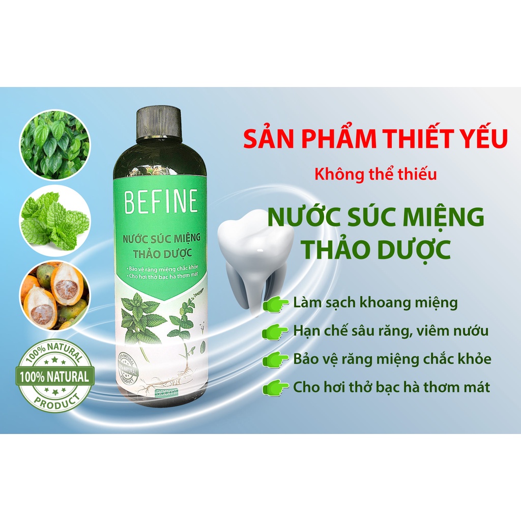 Nước súc miệng Trầu không - Hương Bạc hà 300 ml - Công ty cổ phần BEFINE - giảm hôi miệng, giảm viêm lợi