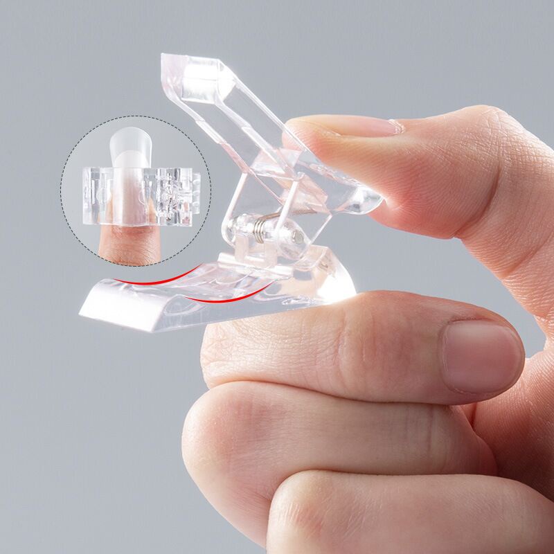 Kẹp nhựa trong suốt cố định móng tay DIY