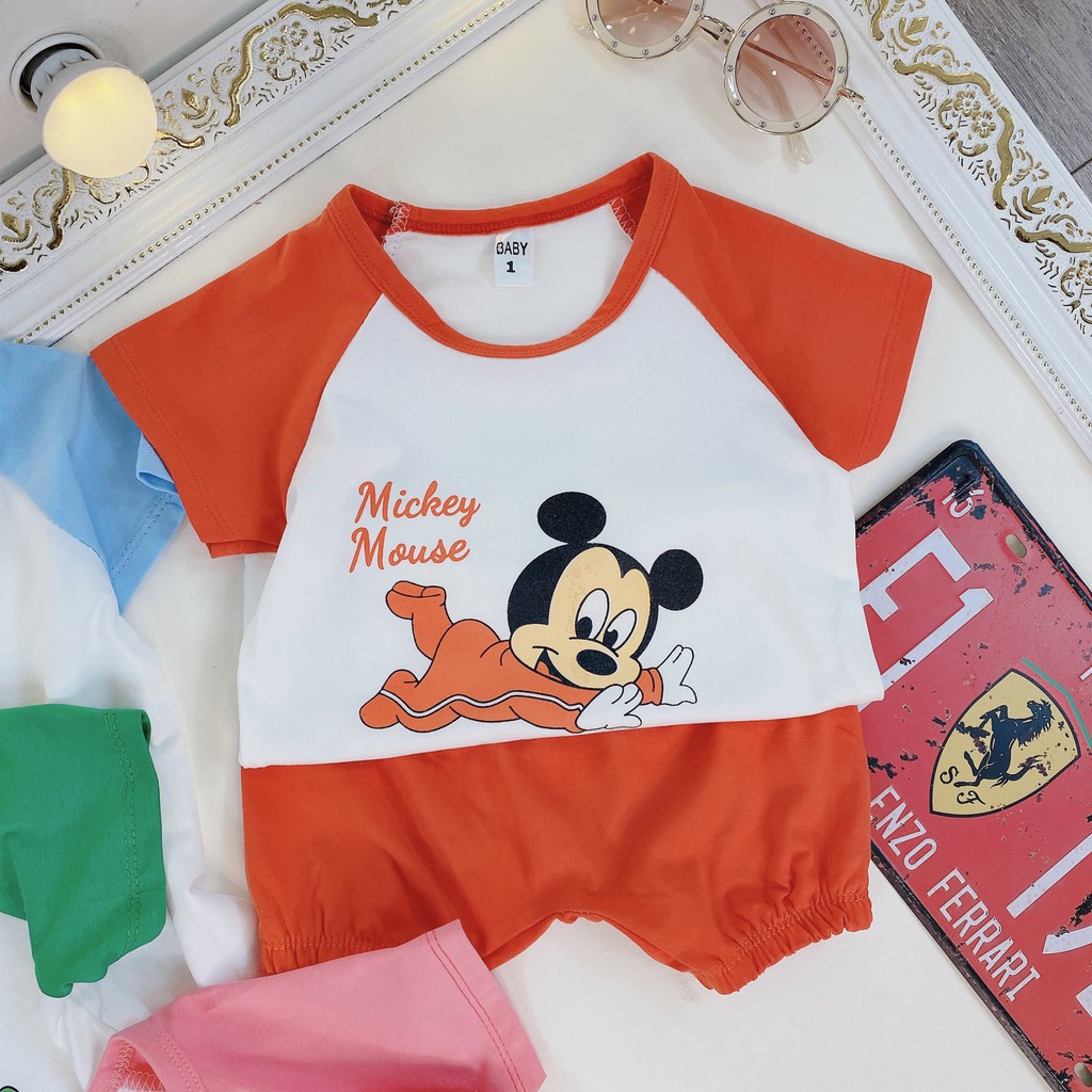 SET ĐỒ BODY CỘC TAY HÌNH MICKY CHO BÉ TRAI BÉ GÁI CHẤT COTTON QUẢNG CHÂU SIÊU MÁT MÃ CT07