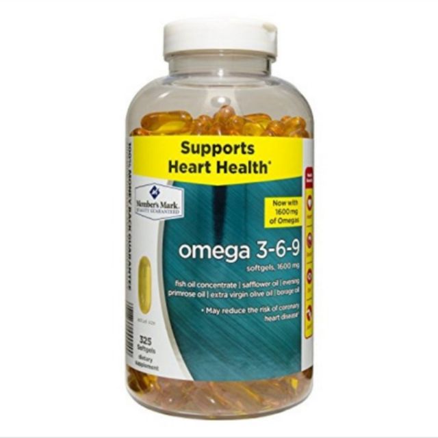 Omega 3 6 9 Member’s Mark Supports Heart Health Của Mỹ Hộp 325 Viên