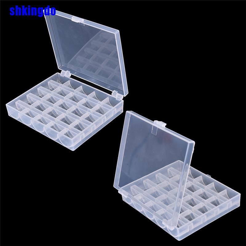 Hộp nhựa trong suốt 25 ô đựng cuộn chỉ tiện dụng