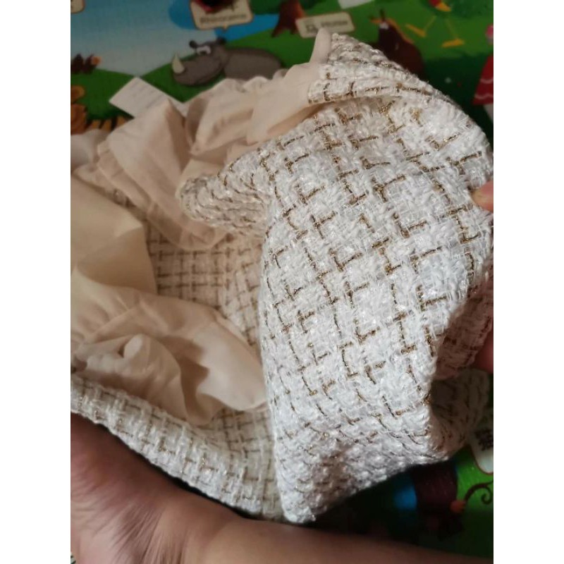 Váy dạ phối cổ tay lụa QC