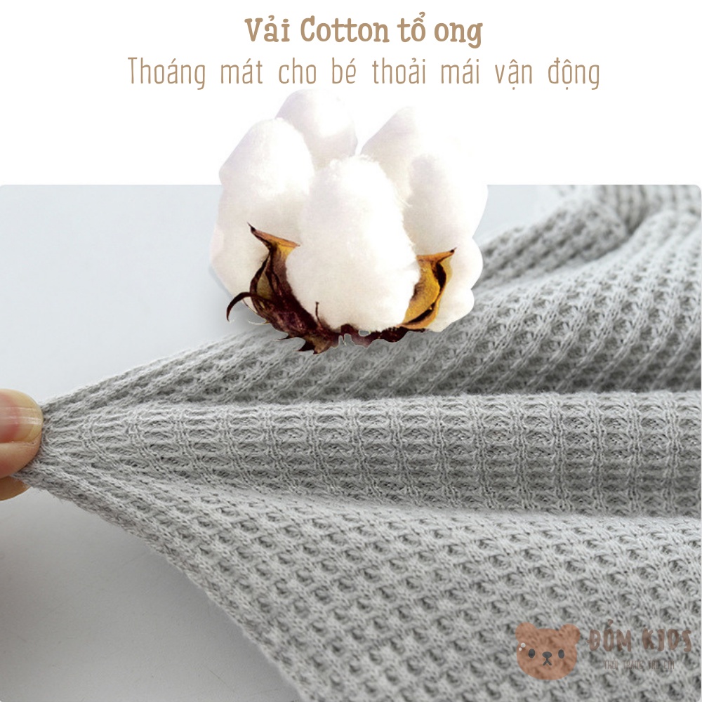 Bộ dài tay cho bé, Bộ thu đông bé gái bé trai cotton tổ ong thoáng mát DOBO068