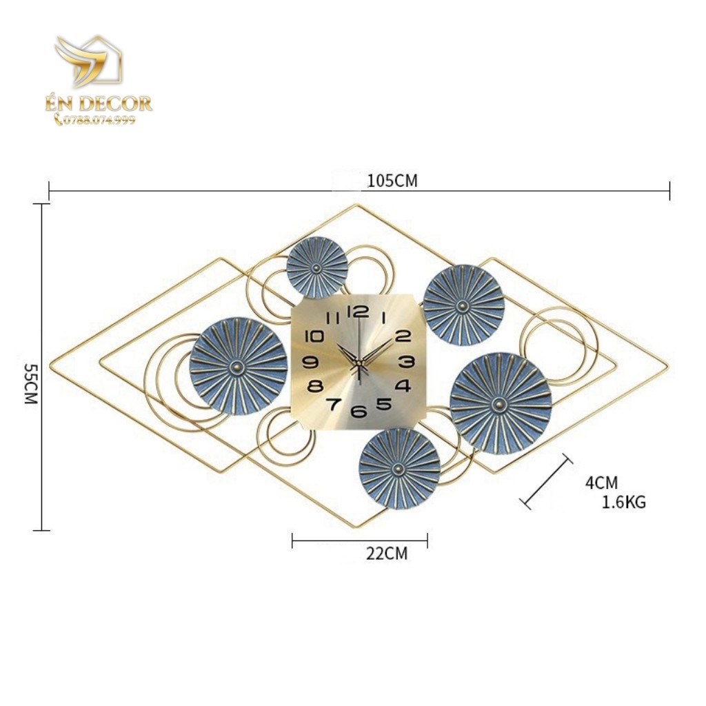 Đồng Hồ Treo tường,Đồng Hồ Trang trí, Xoáy Tròn, Nghệ Thuật, Kim Trôi, Én Decor