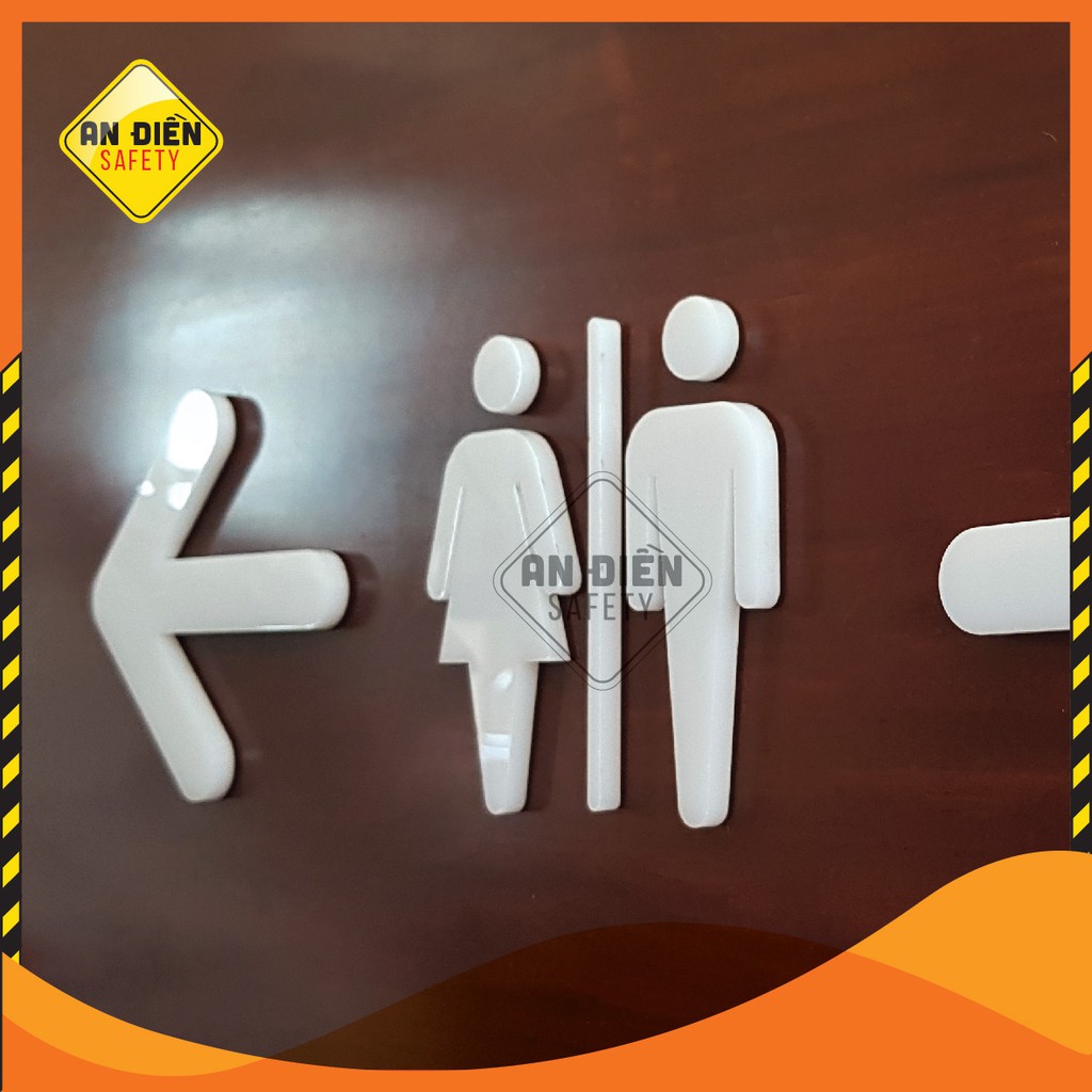 Biển báo An Điền Safety - Bộ mica cao cấp gắn phòng vệ sinh Nam Nữ, kèm 2 mũi tên chỉ dẫn | BigBuy360 - bigbuy360.vn