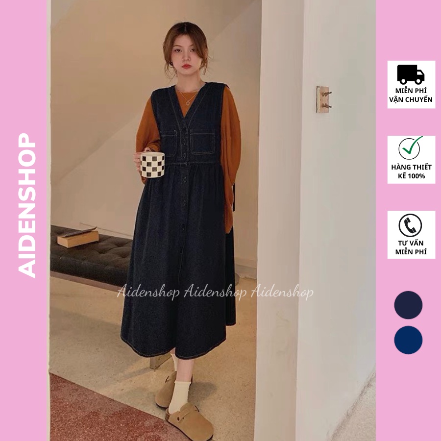 Váy bầu thiết kế yếm bầu bò đẹp Aidenshop đầm bầu công sở thu đông