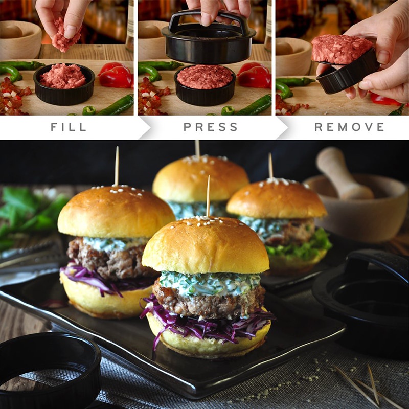 Khuôn Ép Thịt Làm Bánh Hamburger Hình Tròn Bằng ABS