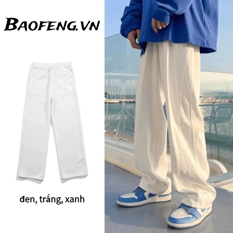 Quần Jean Ống Rộng Thời Trang Hàn Quốc Dành Cho Nam Nữ