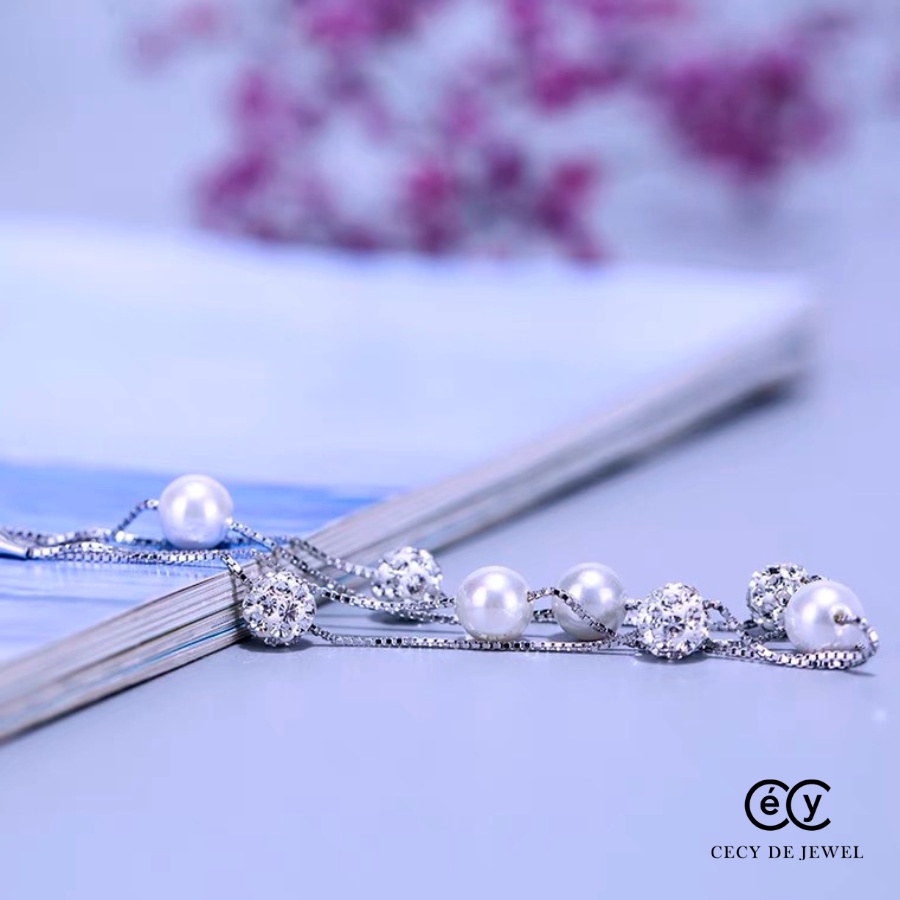 Lắc tay bạc/vòng tay bạc ý CECY nữ 925 pha lê Swarovski dây đôi,