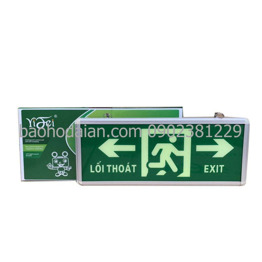 Biển chỉ dẫn thoát nạn YiFei dạ quang 2 mặt EXIT chỉ 2 hướng YF1017