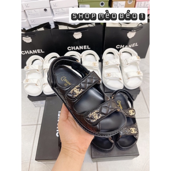 Sandal thể thao quai dán ngang tag xích đế bằng fullbox
