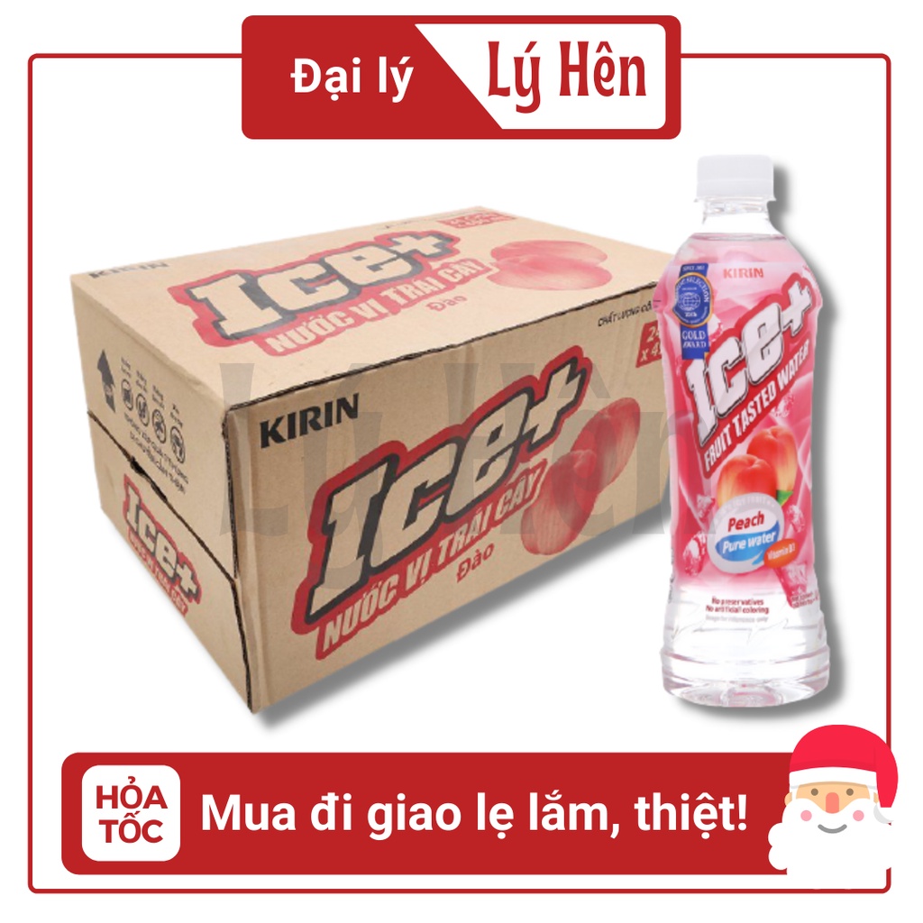 Thùng 24 Chai Nước Uống Vị Trái Cây Ice Đào Chai Nhựa 490ml Date Luôn Mới