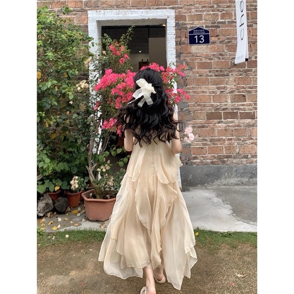 CÓ SẴN🎀Đầm maxi Đi biển ullzang voan tơ hai dây 𝐋𝐀𝐋𝐀𝐃𝐔𝐃𝐔 xoè nhiều tầng/ Váy Công Chúa Cổ Tích Nàng Thơ Chụp Ảnh Du Lịch