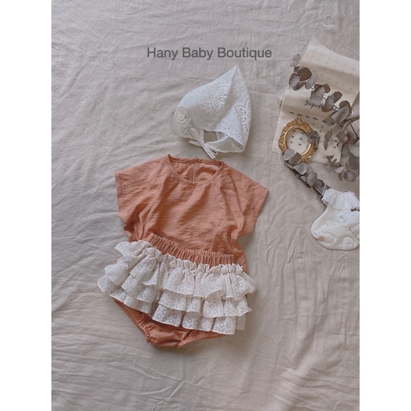 [Hany Baby] Set Áo Quần Váy Cam Đất