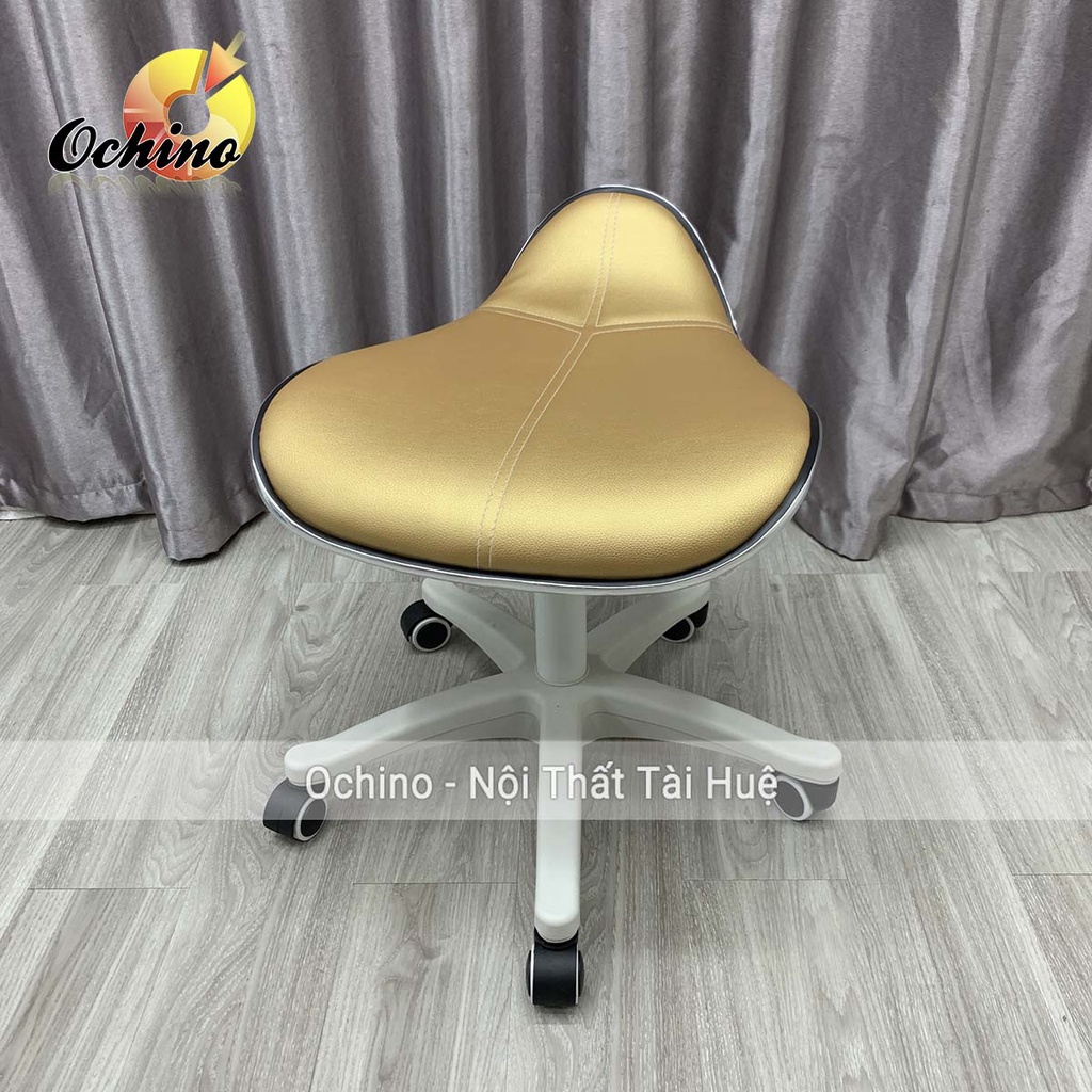 Ghế Trang Điểm Xoay, Ghế Spa Mẫu Da Cá Không Tựa Phong Cách Hiện Đại Chân Nhựa Trắng (Hàng Có Sẵn)
