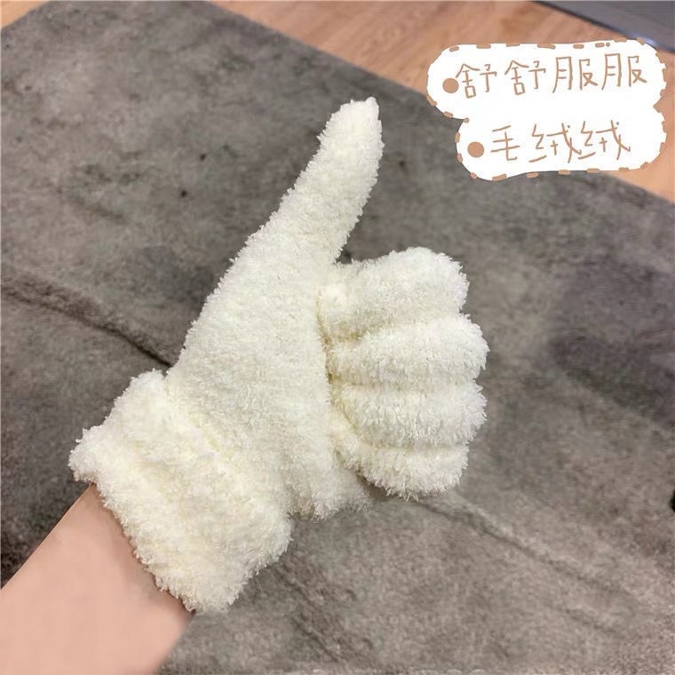 Găng Tay Dệt Kim Dày Dặn Ấm Áp Mùa Đông in Hình Gấu Hoạt Hình ms Phiên Bản han Cho Nữ