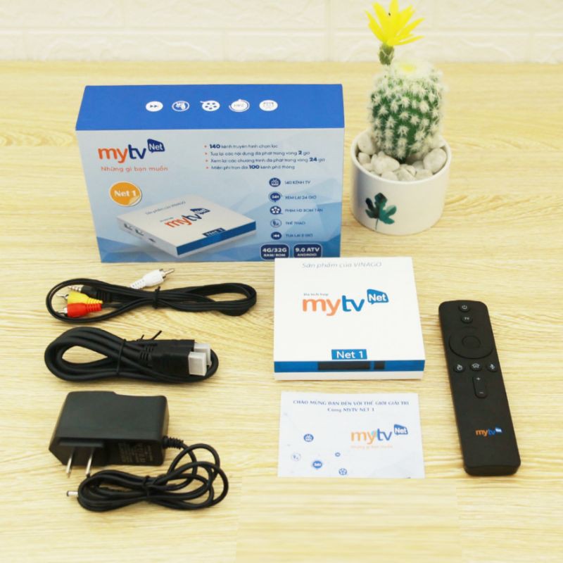 ANDROID VINABOX MyTV NET1 bản RAM 4GB - ROM 32GB có Remote Voice tìm kiếm giọng nói 1 chạm