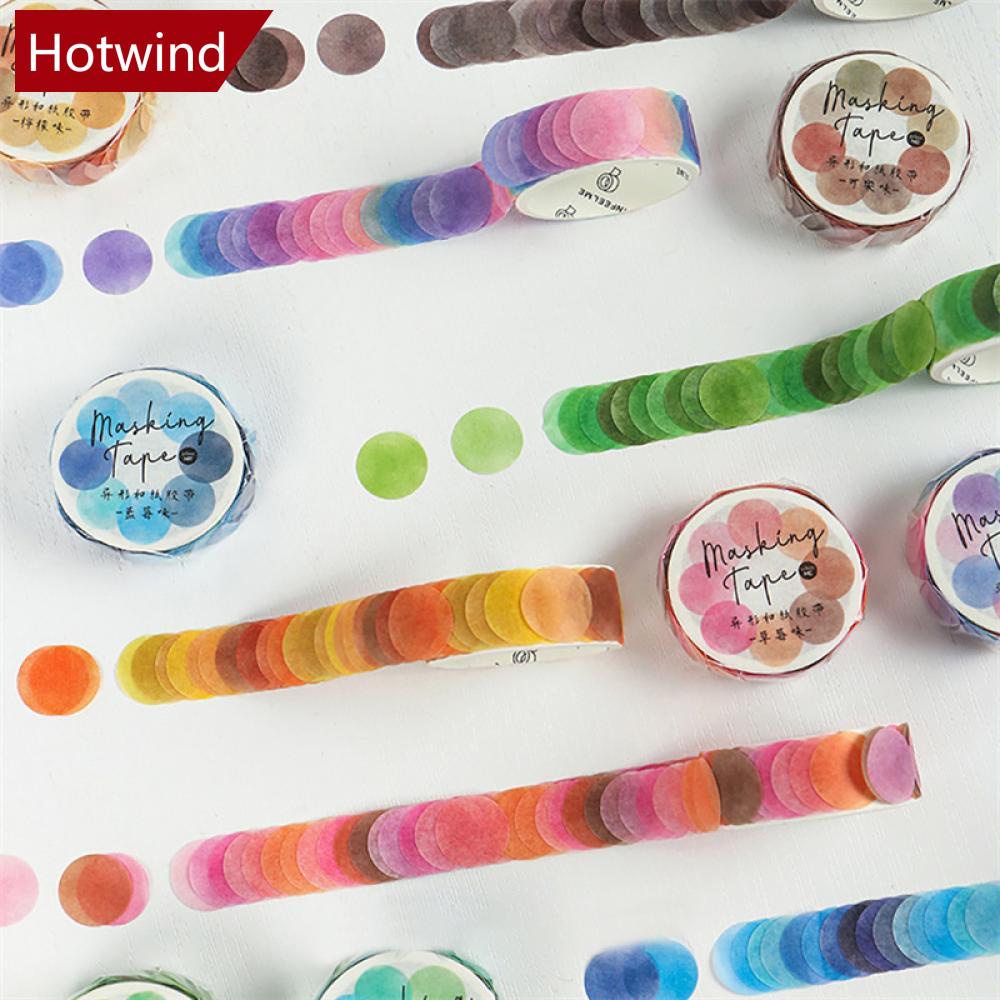 Cuộn 100 Băng Dính Washi Cứng Màu Kẹo Dùng Trang Trí Ảnh DIY E9H2