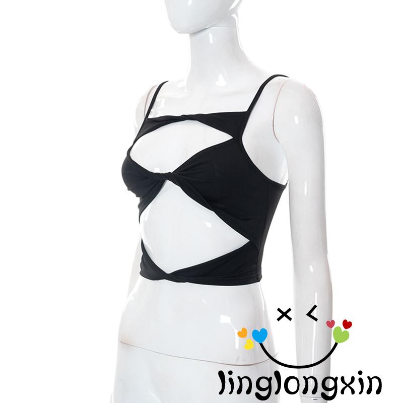 Áo Hai Dây Dáng Ôm Màu Trơn Thiết Kế Khoét Lỗ Thời Trang Mùa Hè Cho Nữ Y2k