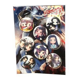 Bảng huy hiệu Con tim rung động 8 chiếc anime chibi dễ thương pin cài áo