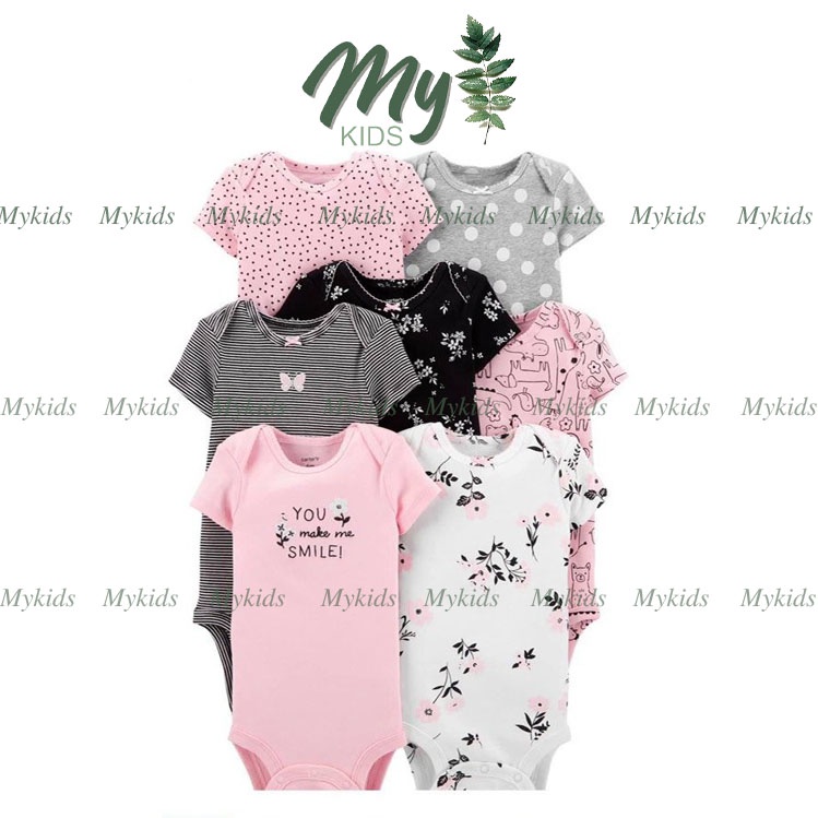 Set 5 bộ bodysuit xuất dư cho bé, bộ liền quần cotton trẻ em