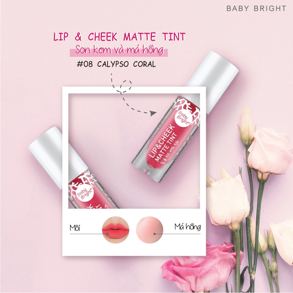 Son kem và má hồng Baby Bright Lip &amp; Cheek Matte Tint 2.4g