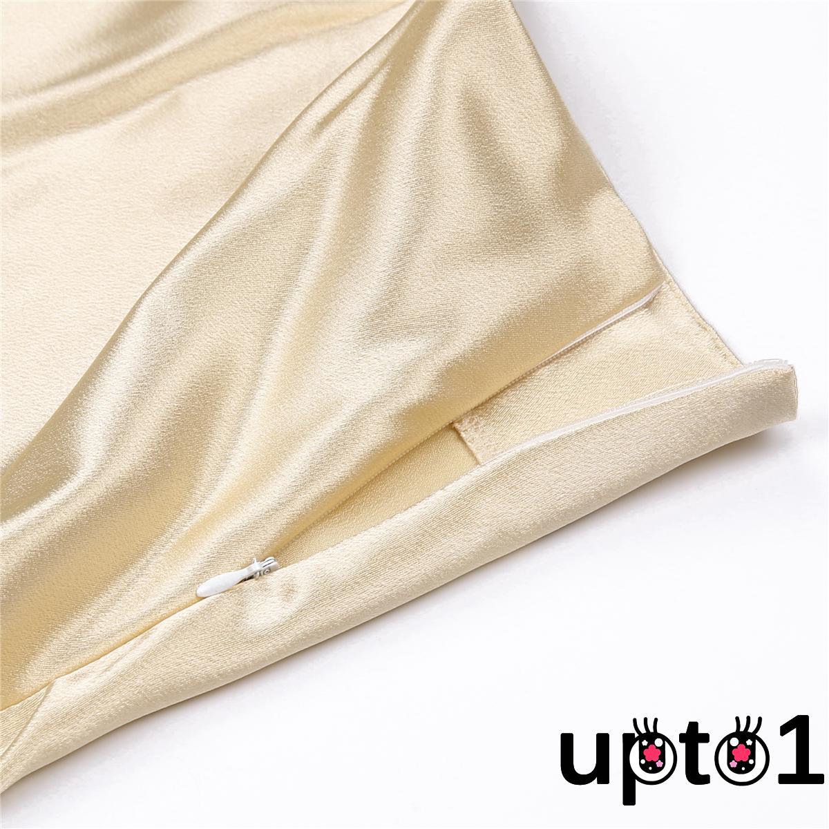 Up-Women´s High Waist Skirt Glossy Satin Trumpet Skirt Party Skirts Fashion Metallic Shiny Skirt | BigBuy360 - bigbuy360.vn